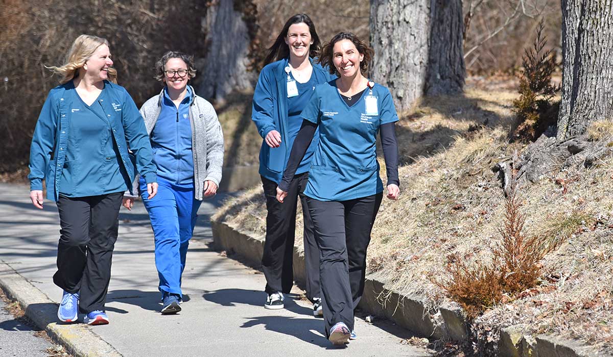 (l-r): Valerie Riley, exercise physiologist; Katje Stapler, RN; Michaela Miceli, exercise physiologist; and Julie Oakley